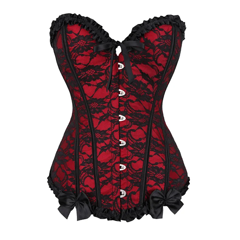 

Sexy Women Steampunk Clothing Gothic Plus Size Corsets Lace Up Boned Overbust Bustier Waist Cincher Body Shaper Corselet Top