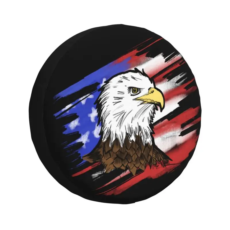 

Patriotic USA Eagle American Flag Tire Cover 4WD 4x4 SUV Spare Wheel Protector for Prado Pajero Jeep 14" 15" 16" 17" Inch