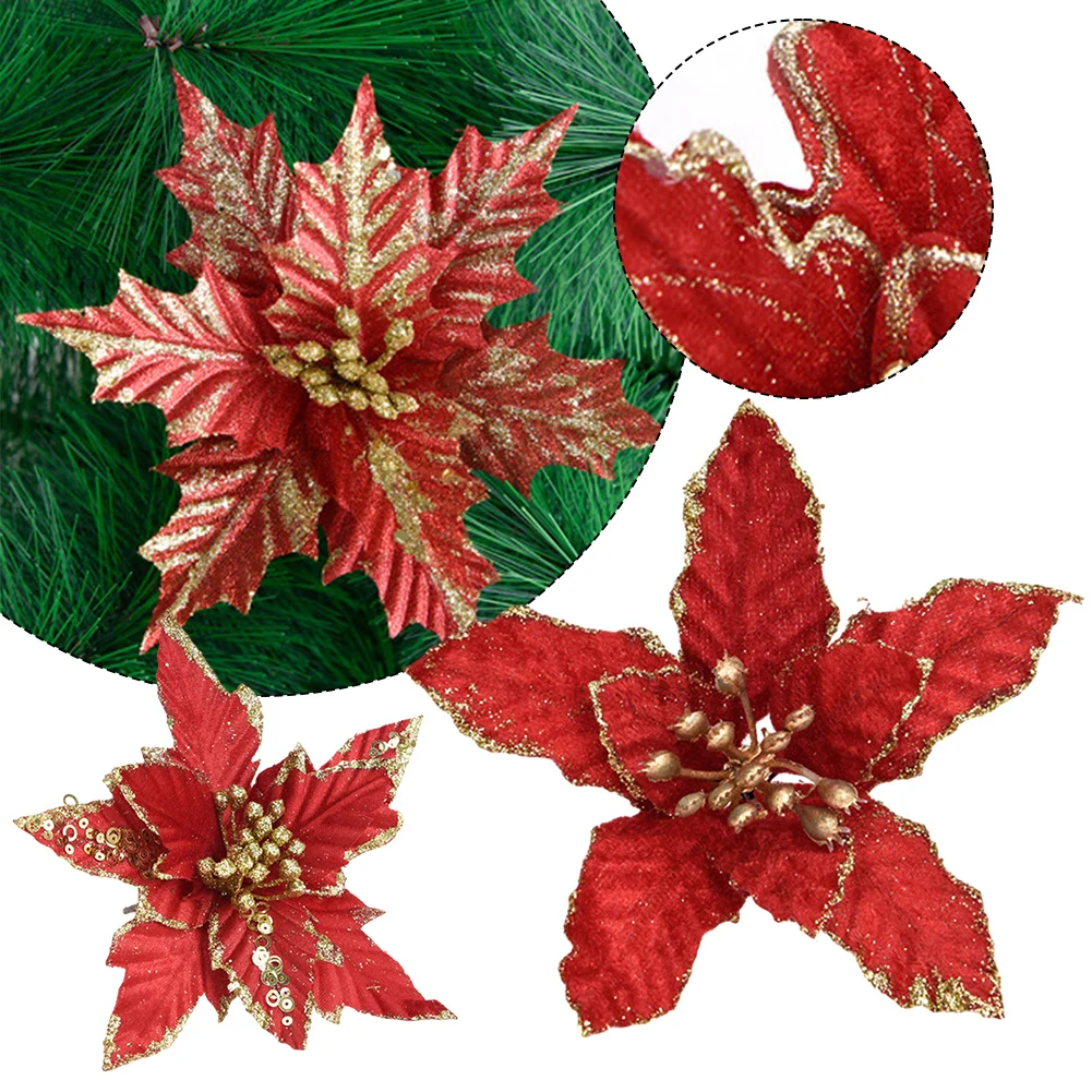 1pc Large Glitter Artificial Flowers Christmas Poinsettia Floral Xmas Tree Ornaments DIY Garlands New Year Wedding Party Decor
1pc Large Glitter Artificial Flowers Christmas Poinsettia Floral Xmas Tree Ornaments DIY Garlands New Year Wedding Party Decor