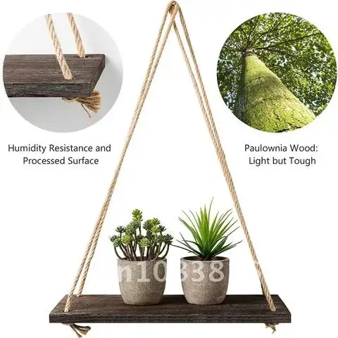 Wooden Wall Mounted Shelves for Plant Flower Swing Hanging Rope Home Decoration Bedroom Shelf Wood Wall Decoration
Wooden Wall Mounted Shelves for Plant Flower Swing Hanging Rope Home Decoration Bedroom Shelf Wood Wall Decoration