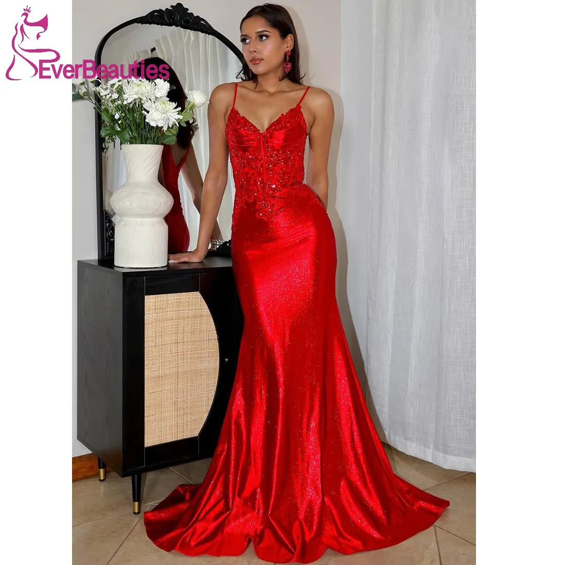 Mermaid Long Prom Dress for Women V Neck Formal Party Dress Satin Beaded Evening Dress Glittery Vestidos De Gala Mujer
Mermaid Long Prom Dress for Women V Neck Formal Party Dress Satin Beaded Evening Dress Glittery Vestidos De Gala Mujer