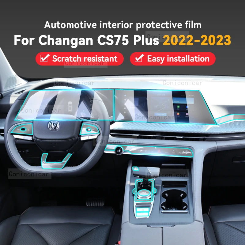 

For CHANGAN CS75 PLUS 2023 2022 Gearbox Panel Dashboard Navigation Automotive Interior Protective Film TPU Anti-Scratch