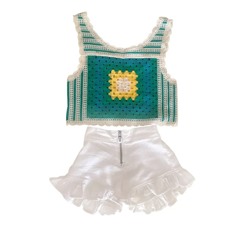 Girls Summer Clothes New Embroidered Sweater Retro Style Hollow Out Tops and Shorts Suits Baby Girl Outfit Set 
Girls Summer Clothes New Embroidered Sweater Retro Style Hollow Out Tops and Shorts Suits Baby Girl Outfit Set