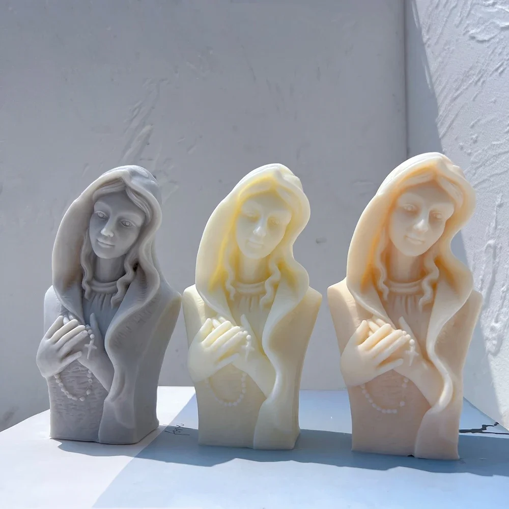 

Virgin Mary Sculpture Silicone Mold Praying Virgin Mary Bust Soy Wax Candle Mould Our Lady Greek Mythology Home Decor