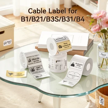 1 롤 NIIMBOT 화이트/콜드 열전사 라벨 B1 B21 B3S B31 B4용 방유성 찢김 방지 가격표 가정용 비즈니스용