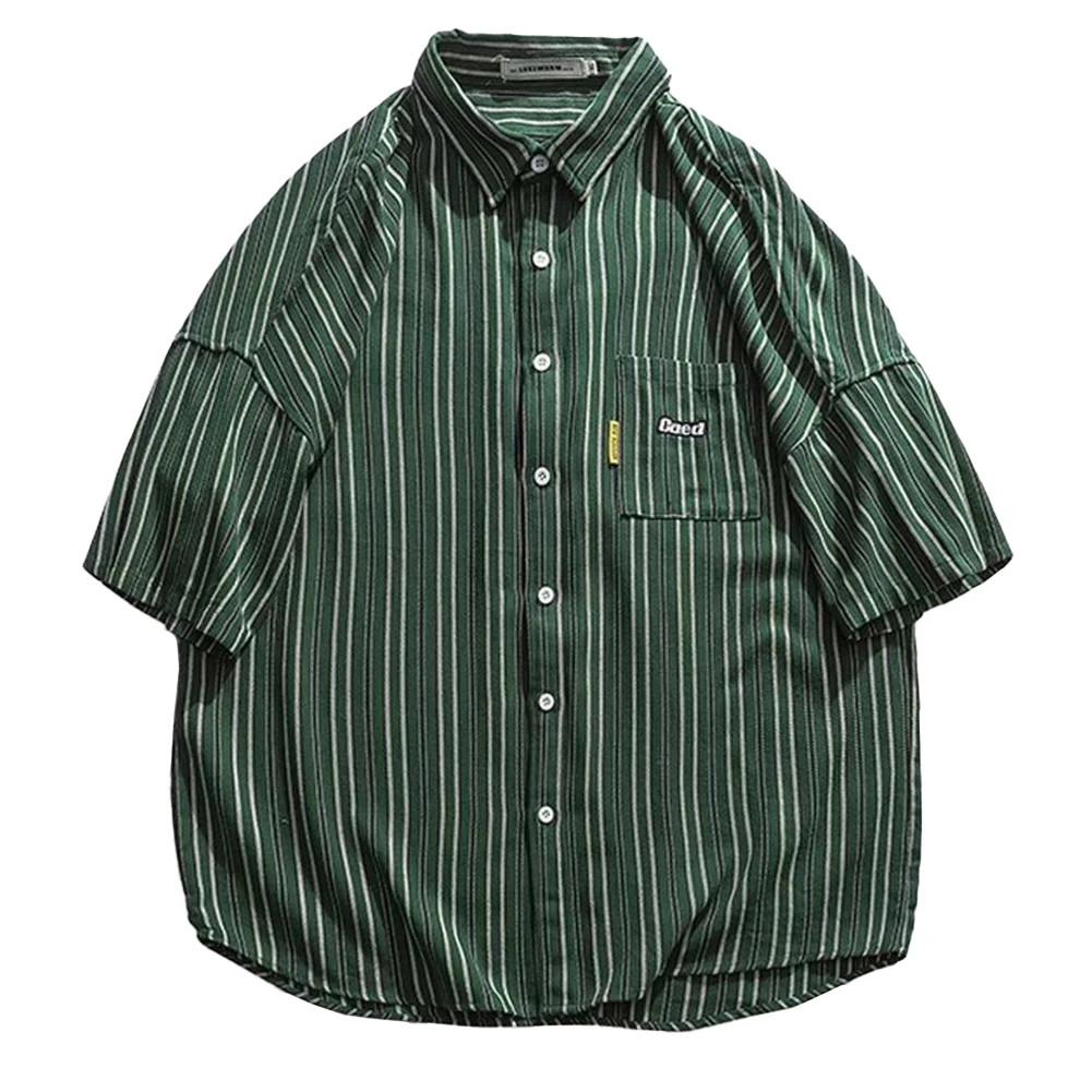 

Рубашка мужская с отложным воротником, Повседневная Свободная сорочка в винтажном стиле, с короткими рукавами, с цветными блоками, для отпуска, Повседневная Удобная