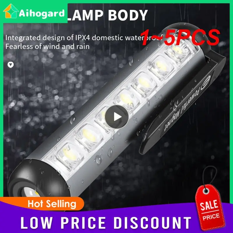 

1~5PCS Flashlight 18650 Lantern Rechargeable High Power LED Flashlights COB Powerful Torches Magnet Work Light Emergency Lantern