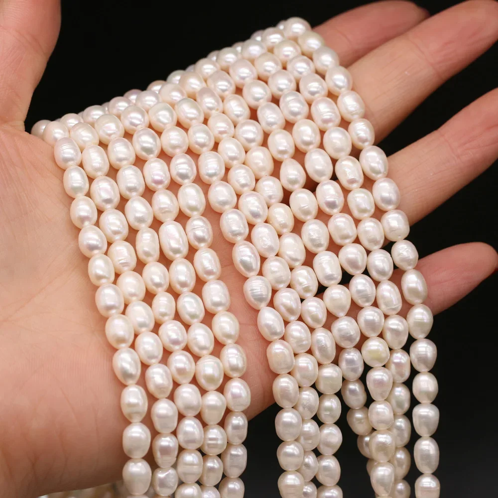 

Natural Freshwater Pearl Beaded High Quality Rice Shape Punch Loose Beads for Make Jewelry DIY Bracelet Necklace Accessories