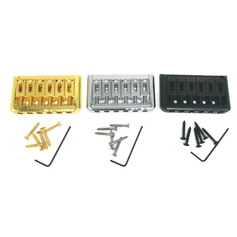 

Guitar Bridge with Screws & Wrench Fixed Hardtail Bridge Saddle Guitar Replacement Parts for 6 String Electric Guitar