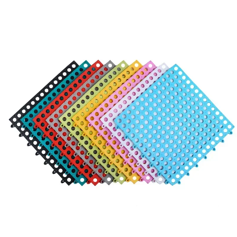 

Floor cm DIY Shower Mats Hollow Cuttable Pads Plaid 6 Stitching 30*30 Waterproof Roll Plain Pieces Splicing Bathroom Non-slip