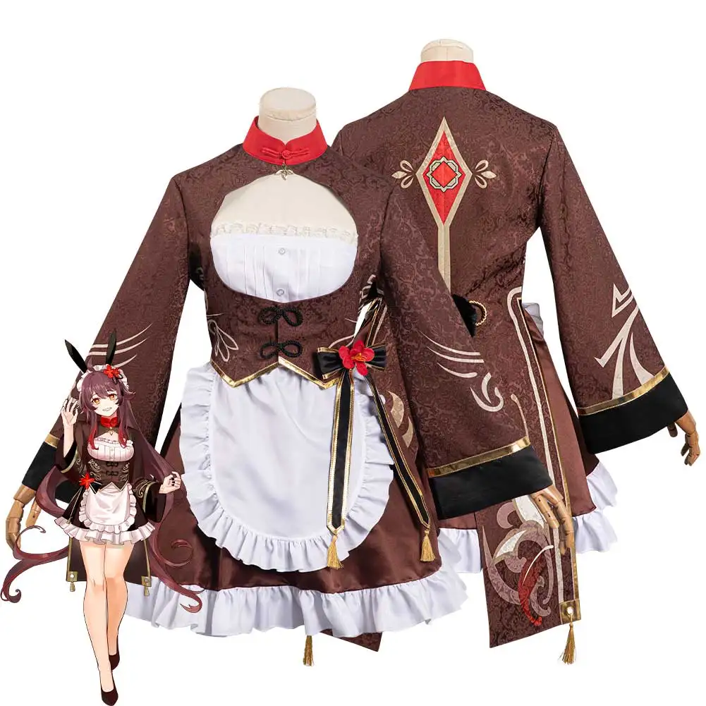 

Genshin Impact Hu Tao Cosplay Costume Maid Dress Outfits For Diffuse Halloween Carnival Suit For Adult Women Girls Role Play