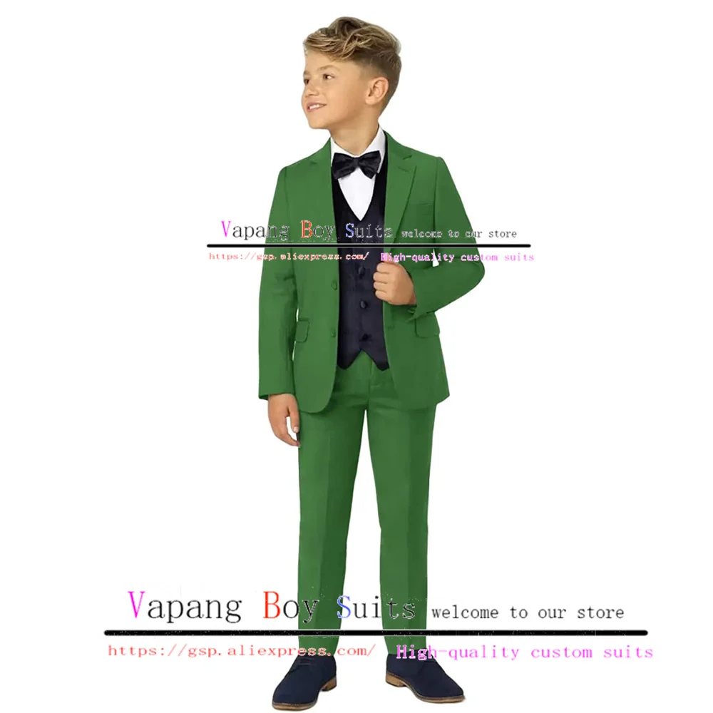 

Suit for Boys Wedding Tuxedo Jacket Vest Pants Bow Tie 4-Piece Set Formal Kids Clothes costume enfant garçon mariage