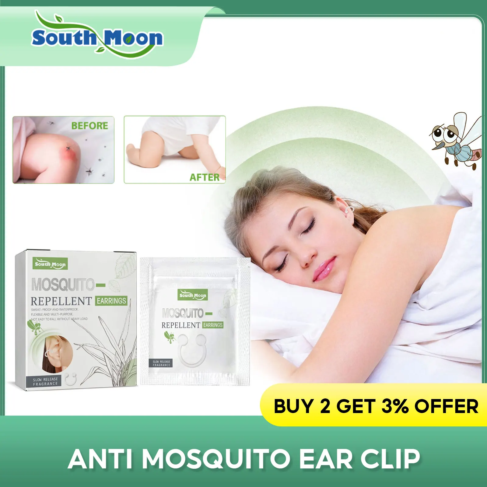 South Moon Mosquito Repellent Earrings Waterproof Insect Pest Control Anti Mosquitoes Bite Camping Summer Outdoor For Adults Kid
South Moon Mosquito Repellent Earrings Waterproof Insect Pest Control Anti Mosquitoes Bite Camping Summer Outdoor For Adults Kid