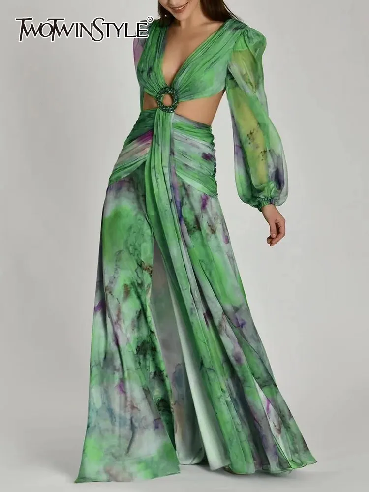TWOTWINSTYLE Hollow Out Dresses Female Fashion V Neck Lantern Sleeve High Waist Vintage Split A Line Dress Female Fashion 2023
TWOTWINSTYLE Hollow Out Dresses Female Fashion V Neck Lantern Sleeve High Waist Vintage Split A Line Dress Female Fashion 2023