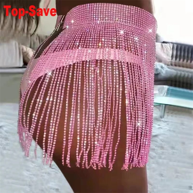 Minifalda De Bikini De Playa Para Mujer Ropa Con Diamantes De Imitaci N Brillantes Faldas Con