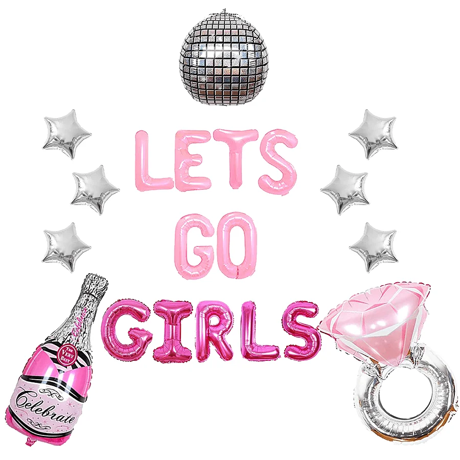 

Pink Cowgirl Bachelorette Party Decorations, Lets Go Girls Balloon, Banner Ring, Last Disco Ball, Balloon for Bridal Shower Supp