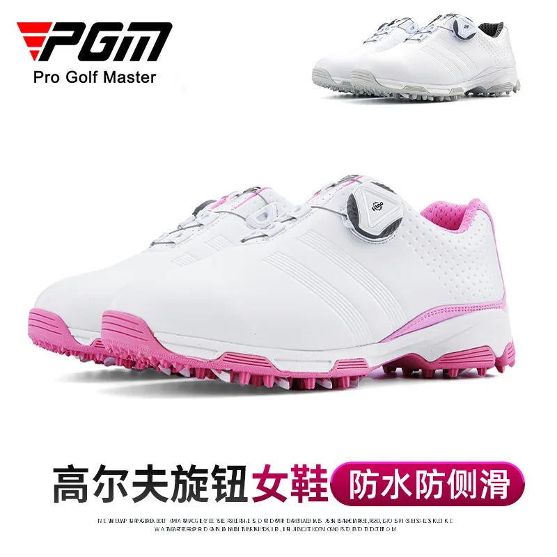 

PGM! Authentic Lady Sports Golf Shoes Women Lightweight Microfiber Leather Sneakers Spin Buckle Anti-Slip Studs Leisure Shoes