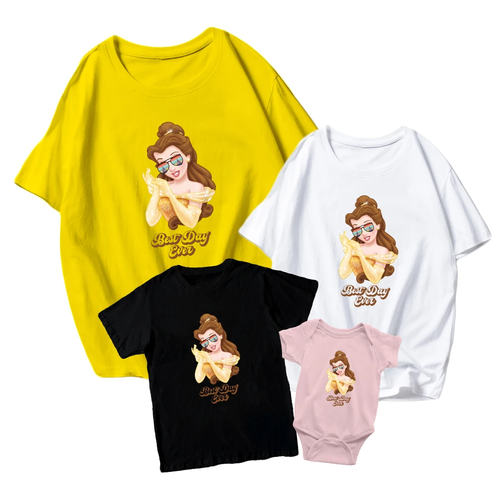 T Shirt Belle Princess with Sunglasses Disney Kids Short Sleeve Baby Girl Boy Romper New Adult Clothing Family Matching Outfit
T Shirt Belle Princess with Sunglasses Disney Kids Short Sleeve Baby Girl Boy Romper New Adult Clothing Family Matching Outfit