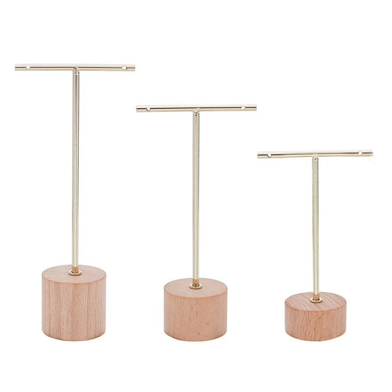 3Pcs T Bar Earring Display Stand With Wooden Base Jewelry Holders Hanging Jewelry Organizer For Photography Props
3Pcs T Bar Earring Display Stand With Wooden Base Jewelry Holders Hanging Jewelry Organizer For Photography Props