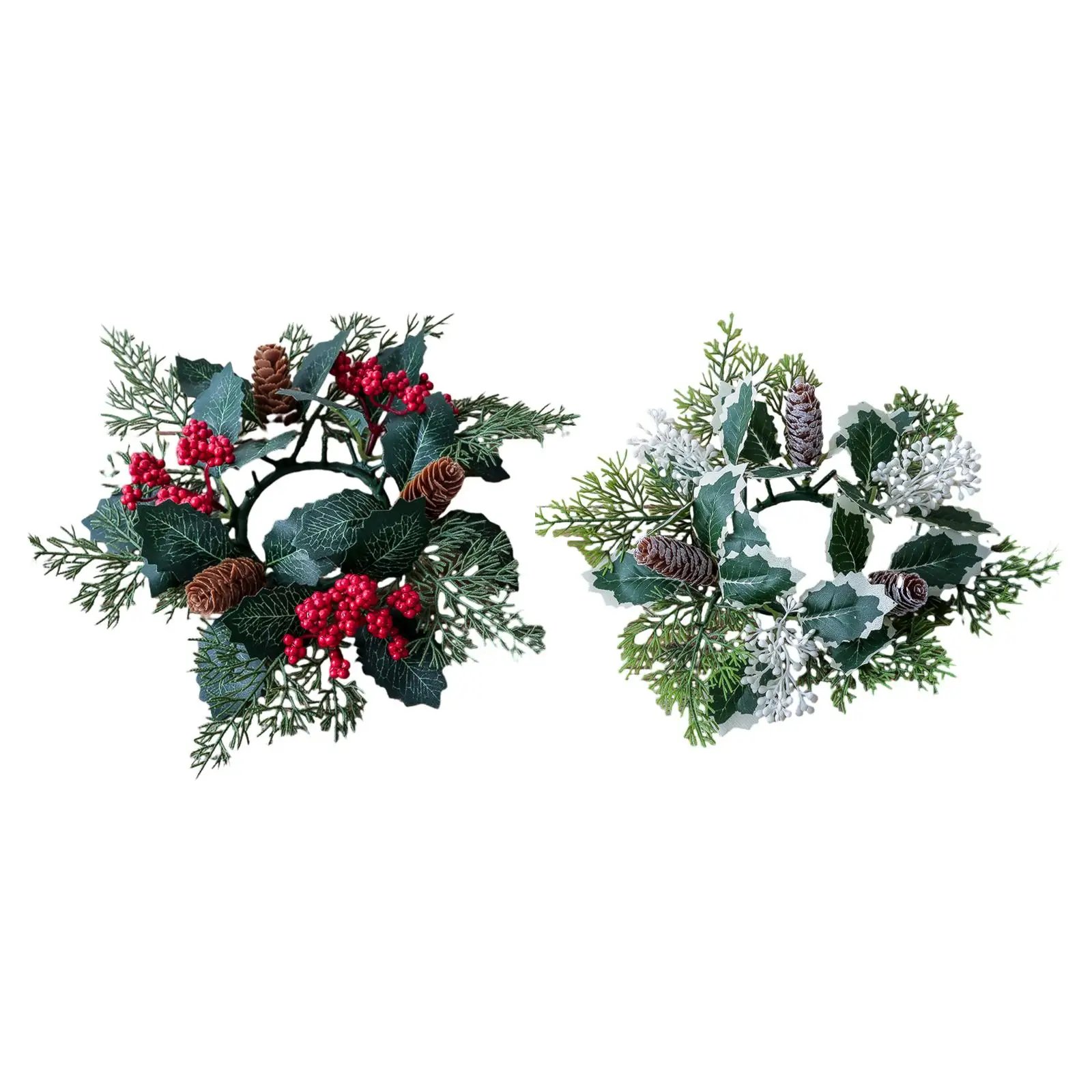 

Artificial Candles Wreaths Artificial Flower Wreath Pillar Candle Rings Wreath for Party Dining Table Bar Tabletop Living Room