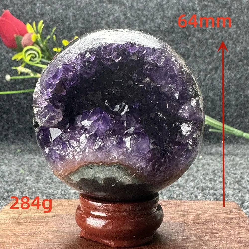 

Natural Amethyst Cluster Ball Opening Smile Ball Energy Gem Healing Aura Mineral Specimen Attracting Wealth Home Decoration
