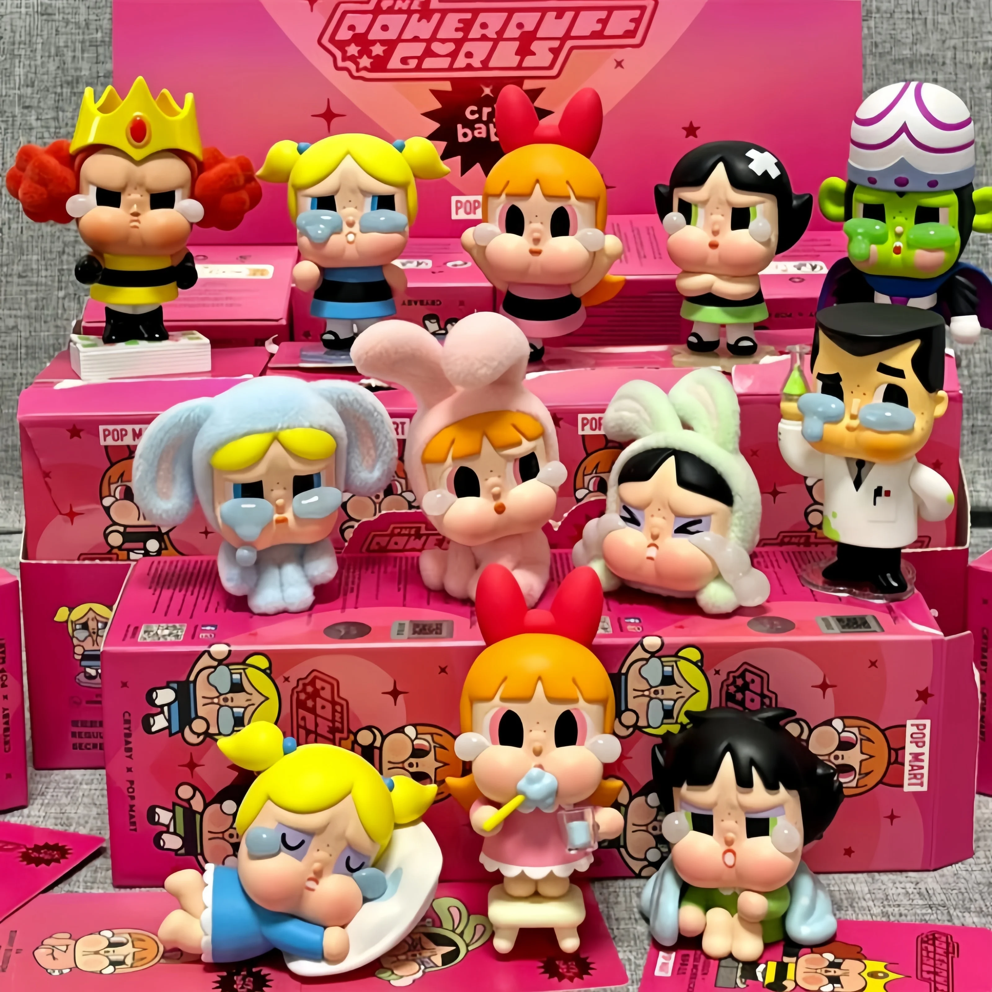 

New Crybaby Powerpuff Girls Blossom Bubbles Buttercup Figure Pvc Model Doll Guess Toys