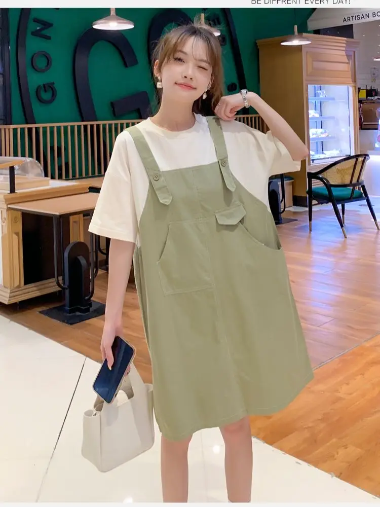 Korean Style Maternity Dress Short Sleeve O-Neck O-Neck Patchwork Pregnant Woman A-Line Dress with Big Pocket Preppy Style Dress
Korean Style Maternity Dress Short Sleeve O-Neck O-Neck Patchwork Pregnant Woman A-Line Dress with Big Pocket Preppy Style Dress