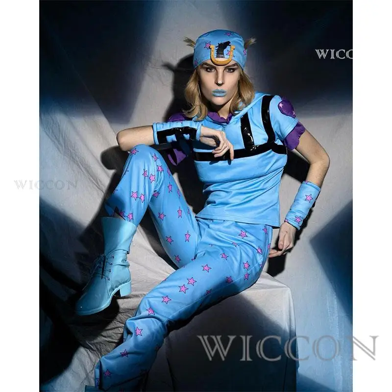 

Anime JoJo's Bizarre Adventure STEEL BALL RUN Johnny Joestar Cosplay Costume Anime Uniform Hat Suit Halloween Adult Men Women