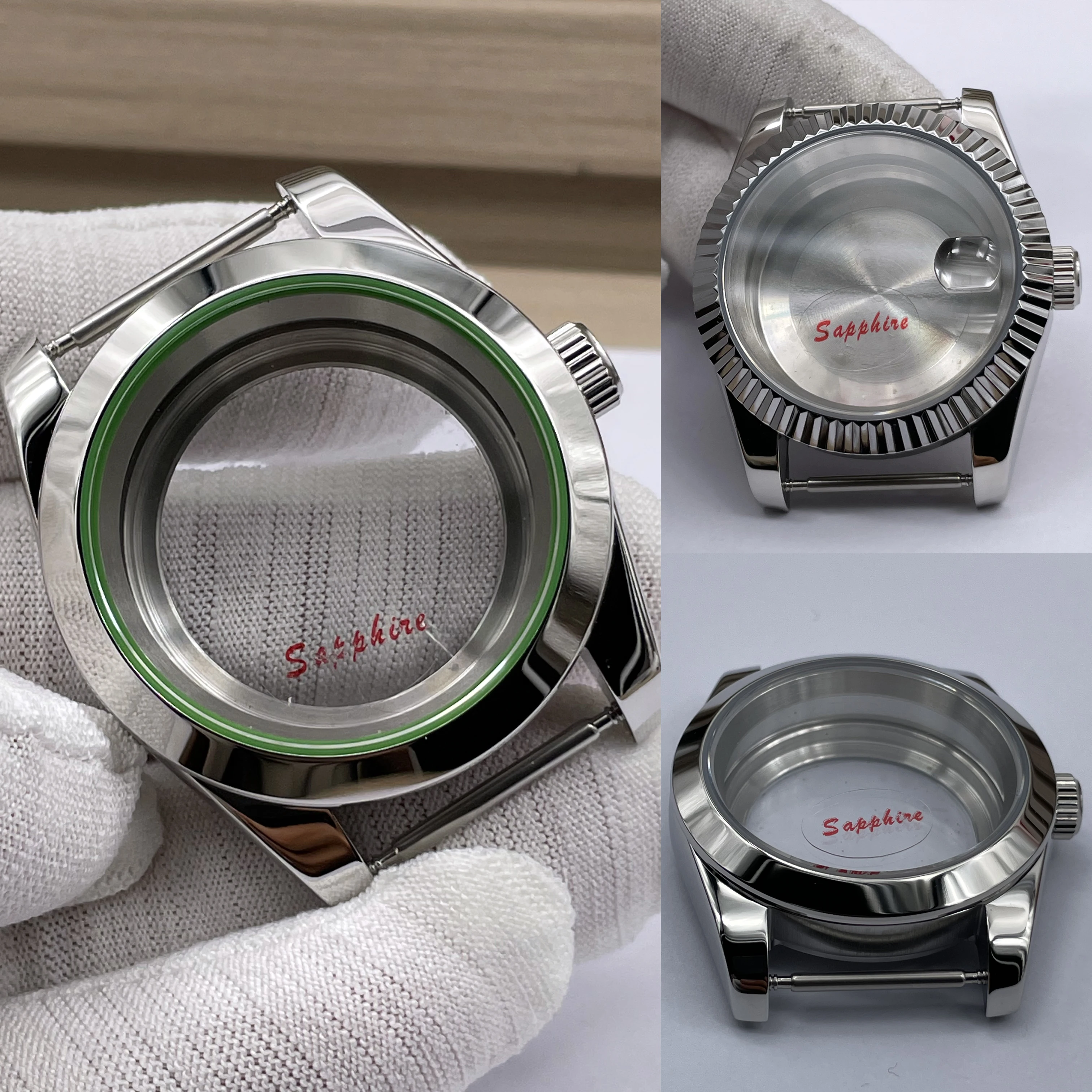 

40mm Men Watch Case Fit NH35 NH36 NH34 Movement Fit 28.5mm-29.3mm dial Sapphire Glass Case for Solid 316L stainless steel watch