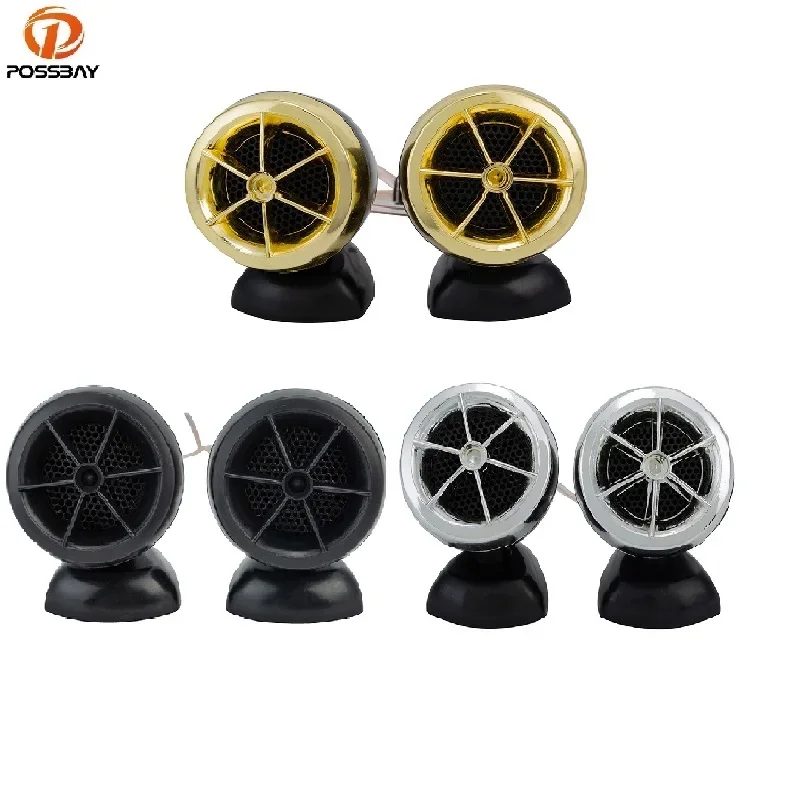 

POSSBAY 2pcs/set Universal Car Tweeter Dome Gold Loudspeaker Convenient High-pitched Speaker 12V Audio Accessories