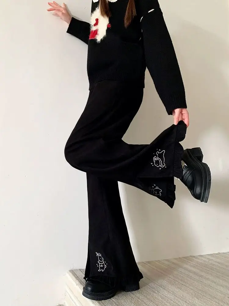Deeptown Japanese Style Black Wide Leg Pants Women Y2k Sweet Cute Ruffles Rabbit Fluid Trousers Gothic Oversize Loose Pantalons
Deeptown Japanese Style Black Wide Leg Pants Women Y2k Sweet Cute Ruffles Rabbit Fluid Trousers Gothic Oversize Loose Pantalons