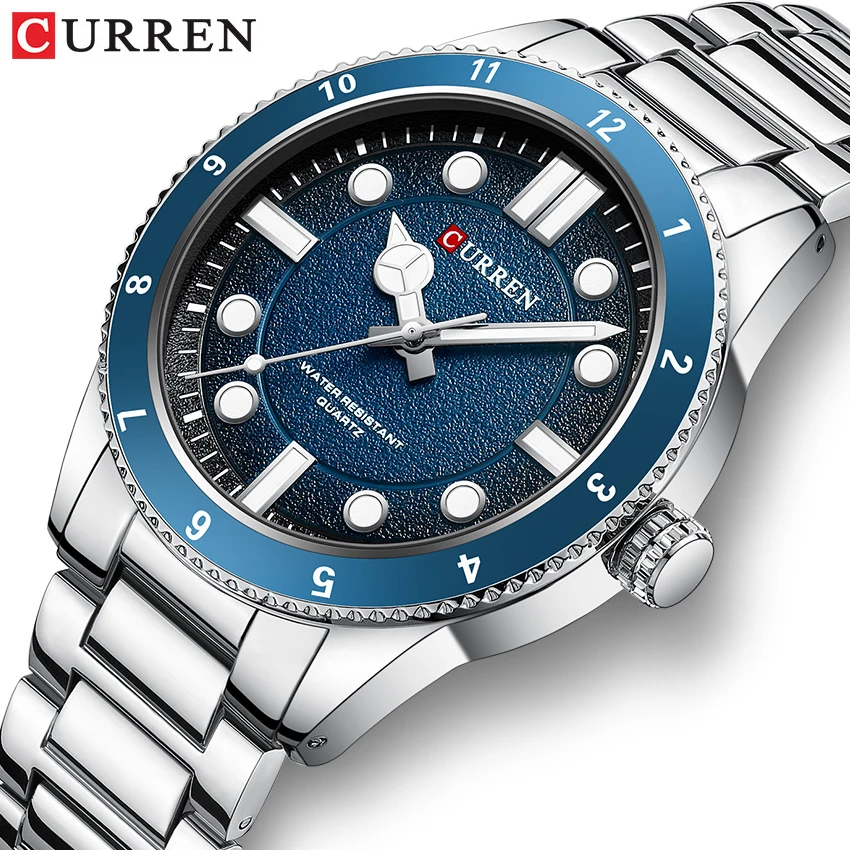 

CURREN Casual Simple Quartz Watch with Stainless Steel Band Fashion Men's Clock Waterproof Luminous Wristwatches