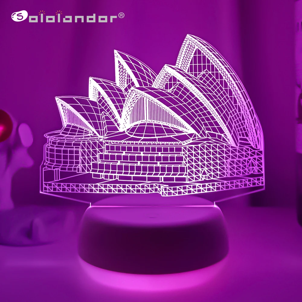 

New Sydney Opera House 3d Illusion Led Baby Night Light Color Changing Bedroom Decor Lights Unique Birthday Gift Table Usb Lamp