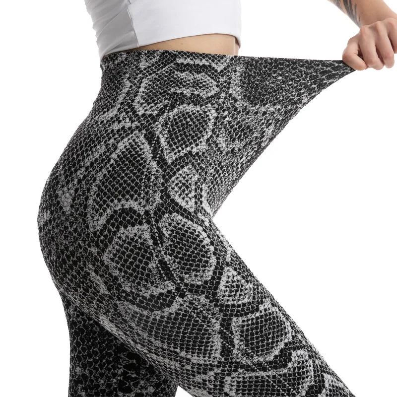 

YGYEEG Summer Pants For Women Snake Printed Workout Stretchy High Waist Tights Sport Push Up Legging Gym Leggins Knit Clothes