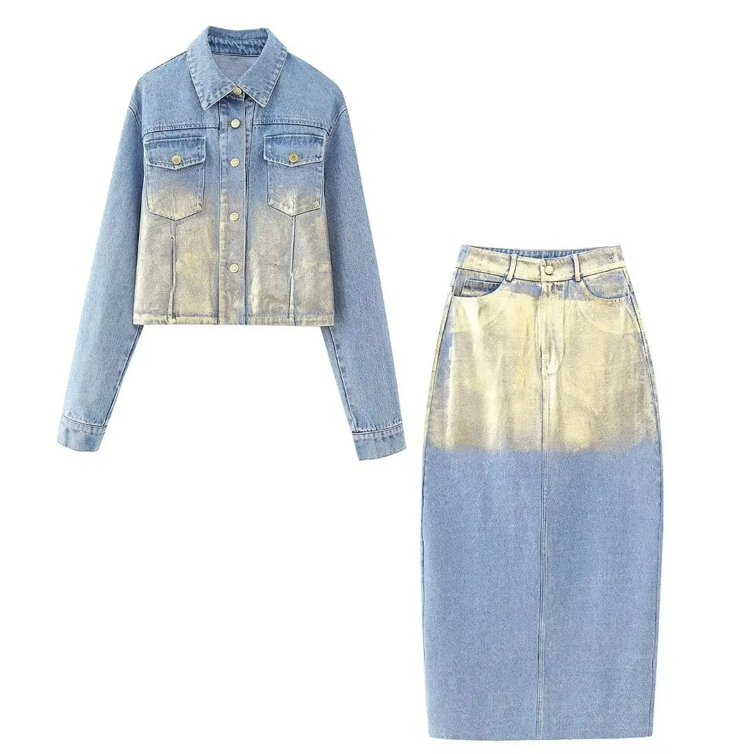 Women Metallic Jeans Jackets Coat 2023 Autumn Cropped Denim Jacket for Women Long Sleeve Bomber Jacket Button Coats
Women Metallic Jeans Jackets Coat 2023 Autumn Cropped Denim Jacket for Women Long Sleeve Bomber Jacket Button Coats