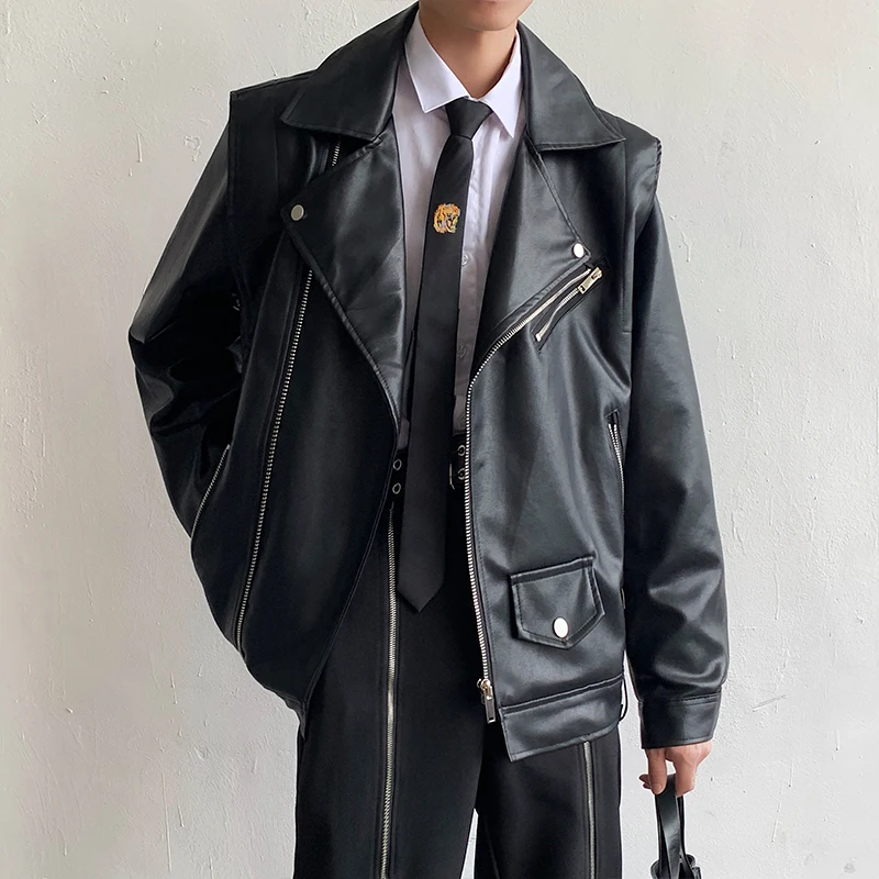 2022 Men's Shoulder Pad Baseball Pu Leather Motorcycle Jackets Clothing Russian Outerwear Loose Male Fashion Black Coats M-XL
2022 Men's Shoulder Pad Baseball Pu Leather Motorcycle Jackets Clothing Russian Outerwear Loose Male Fashion Black Coats M-XL