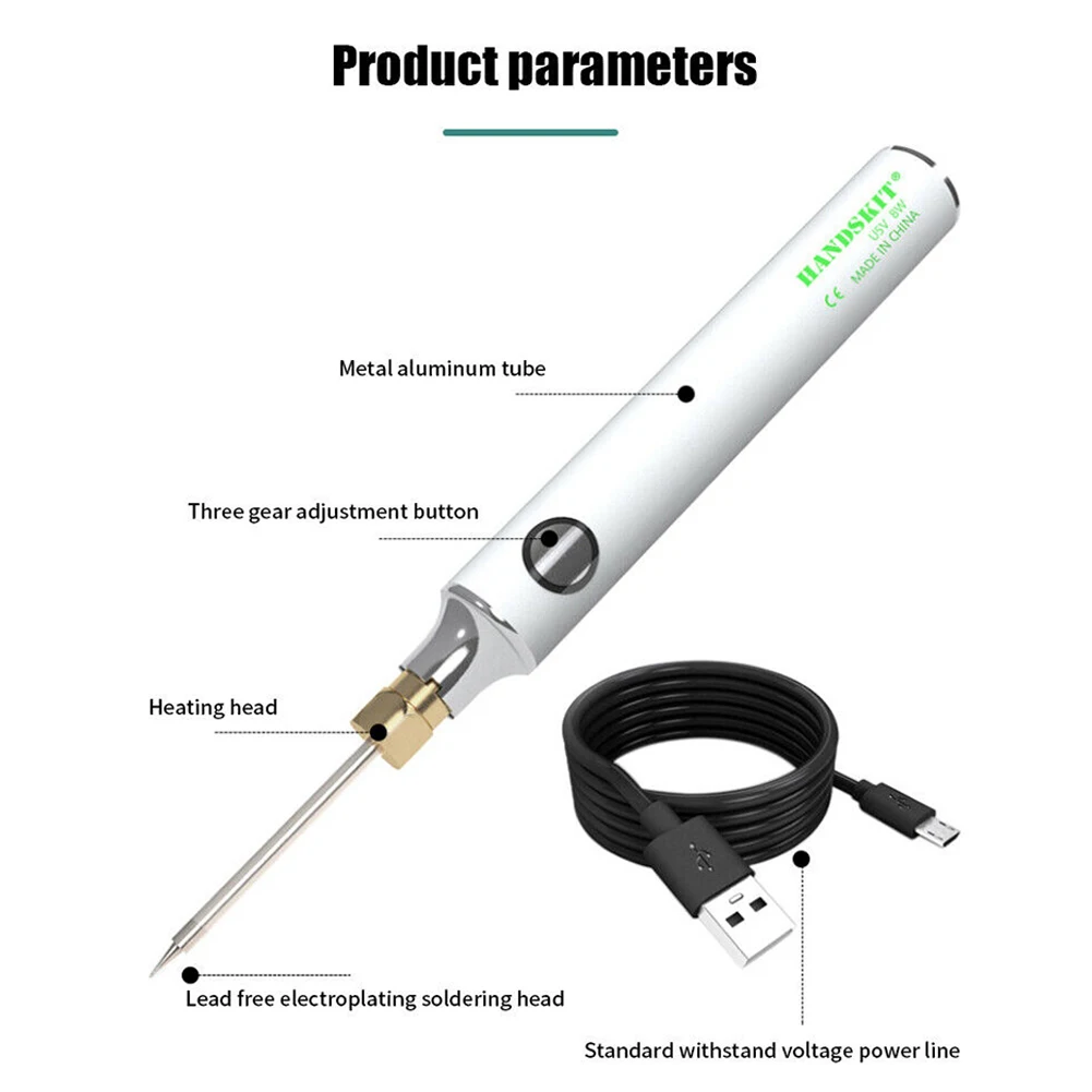 USB Rechargeable Soldering Iron 330-450°C 5V 8-10W Adjustable Temperature Soldering Iron Kit Manufacturing Metal Processing
USB Rechargeable Soldering Iron 330-450°C 5V 8-10W Adjustable Temperature Soldering Iron Kit Manufacturing Metal Processing