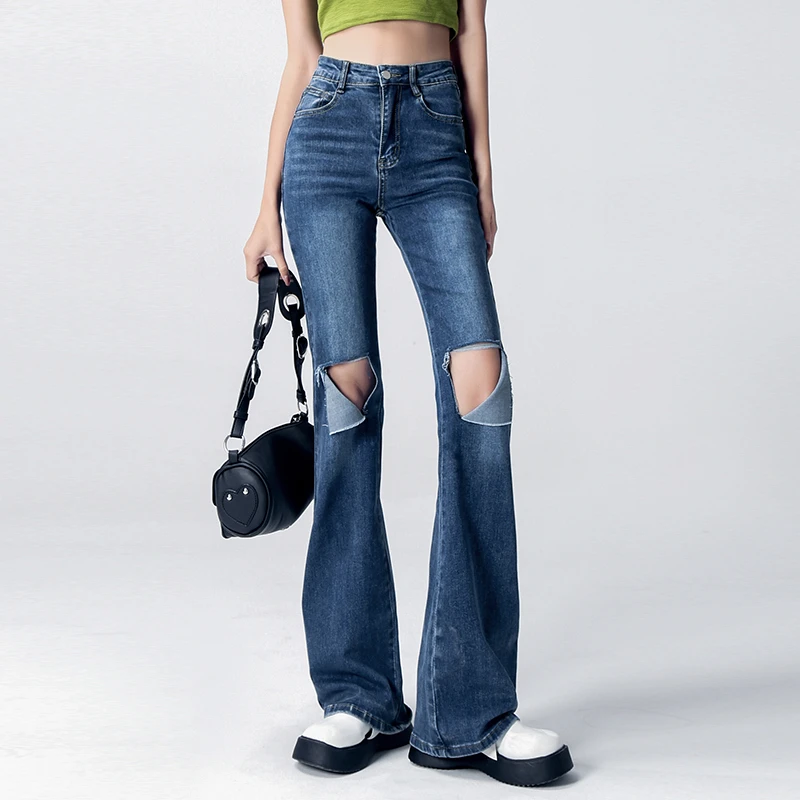 Vintage High Waist Flare Pants For Women Holes Floor Length Jeans 2022 Slim Stretch Denim Trousers Female Autumn Ripped Jean 203
Vintage High Waist Flare Pants For Women Holes Floor Length Jeans 2022 Slim Stretch Denim Trousers Female Autumn Ripped Jean 203