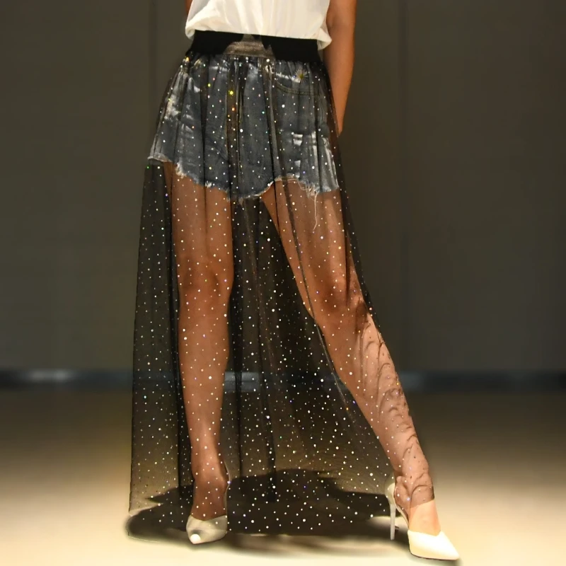 Summer Woman Black Color Mesh Skirt Elastic High Waist Casual Sequins Half Skirt 264E
Summer Woman Black Color Mesh Skirt Elastic High Waist Casual Sequins Half Skirt 264E
