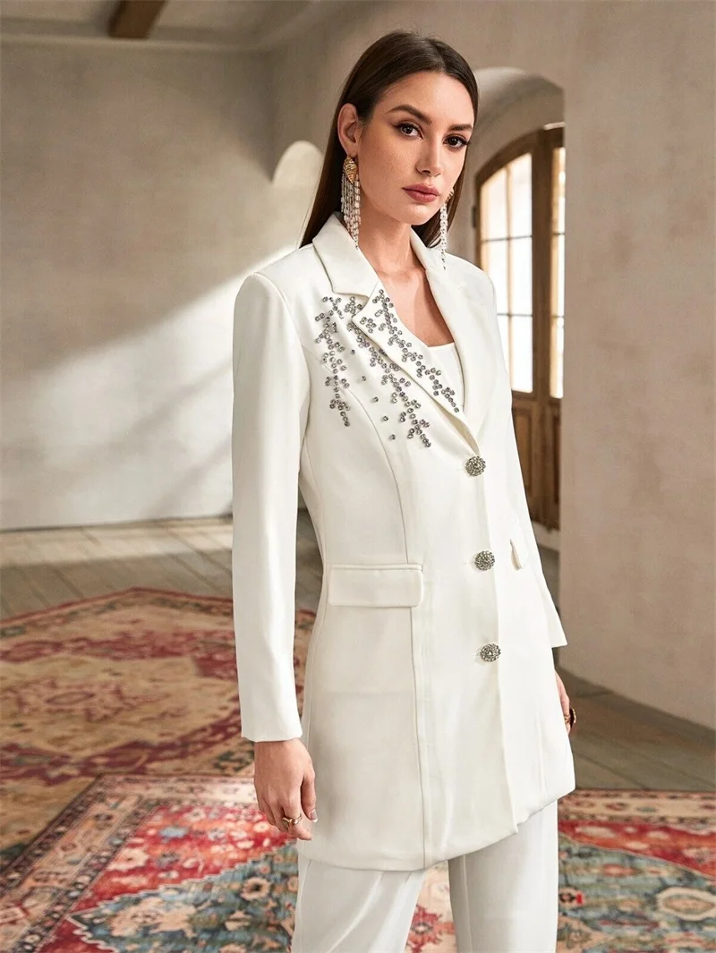 Crystal Women Suits Pant Set Blazer+Trousers Designer Wedding Tuxedo Prom Dress Business Office Formal Party Gown Custom Made
Crystal Women Suits Pant Set Blazer+Trousers Designer Wedding Tuxedo Prom Dress Business Office Formal Party Gown Custom Made
