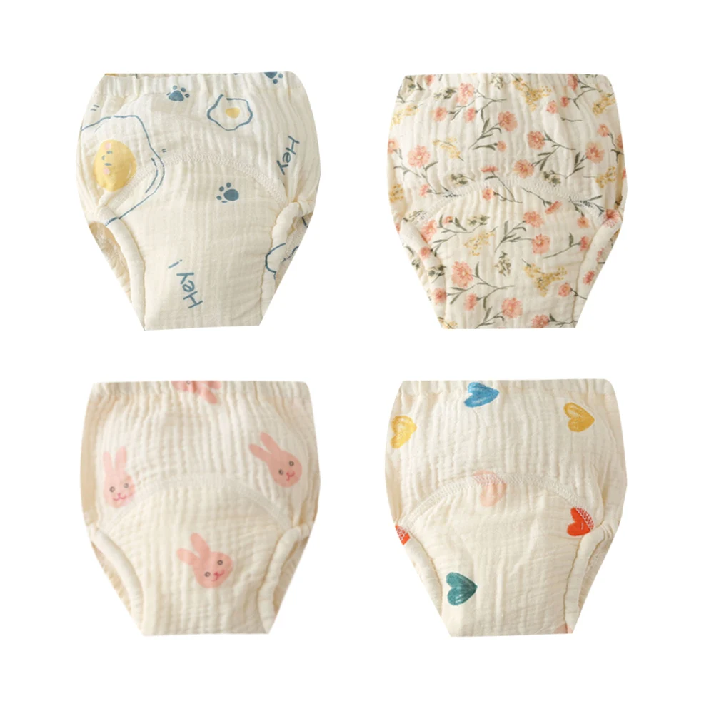 

New Fashion Cotton Gauze Waterproof Reusable Soft Baby Potty Training Panties Kids Cute Washable Cloth Diaper Nappy Underwear