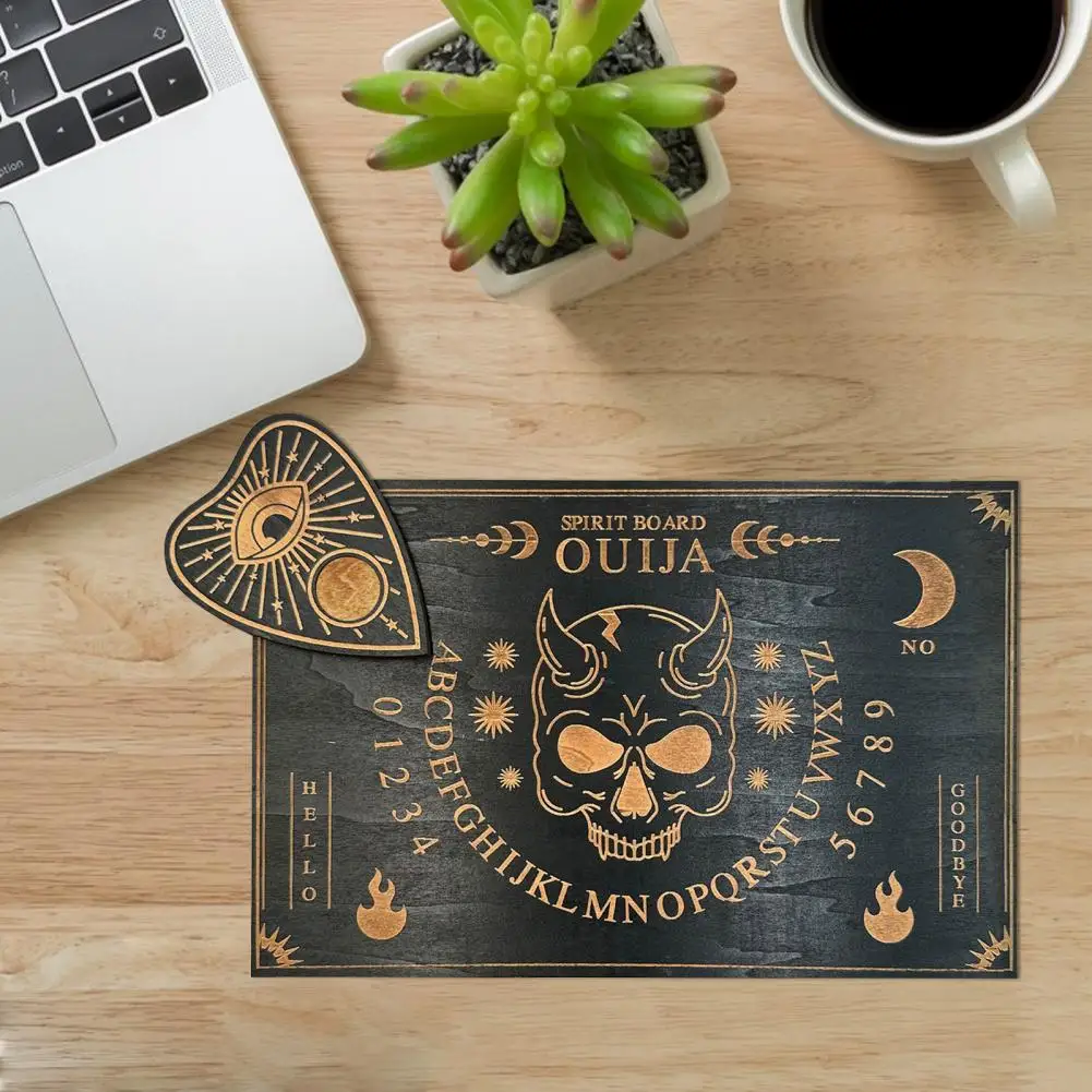

Premium Wooden Ouija Board Wooden Spirit Board Divine Halloween Decor Black Wooden Spirit Game Board Tarot Card for Talking