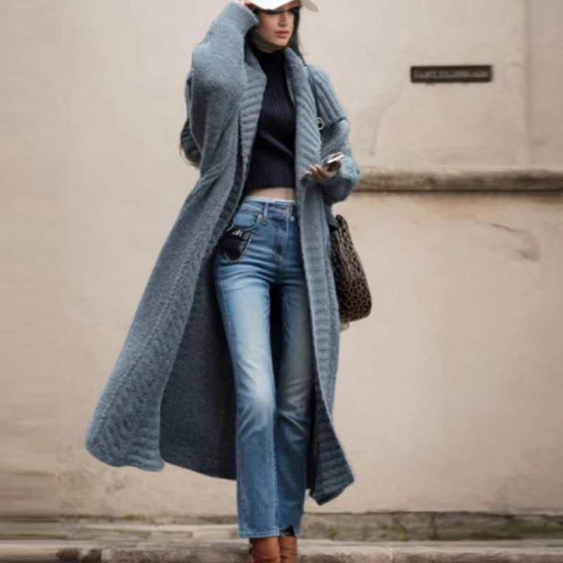 Casual Loose Women's Thickened Sweater Elegant Solid Warm Sweater 2023 Autumn Winter Vintage Lapel Long Sleeve Knitted Cardigan
Casual Loose Women's Thickened Sweater Elegant Solid Warm Sweater 2023 Autumn Winter Vintage Lapel Long Sleeve Knitted Cardigan