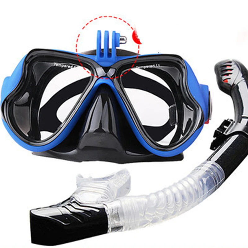 

Anti-Fog Scuba Snorkeling Camera Diving Mask Tempered Glass Swimming Glasses with Tube Underwater Snorkel Equipment