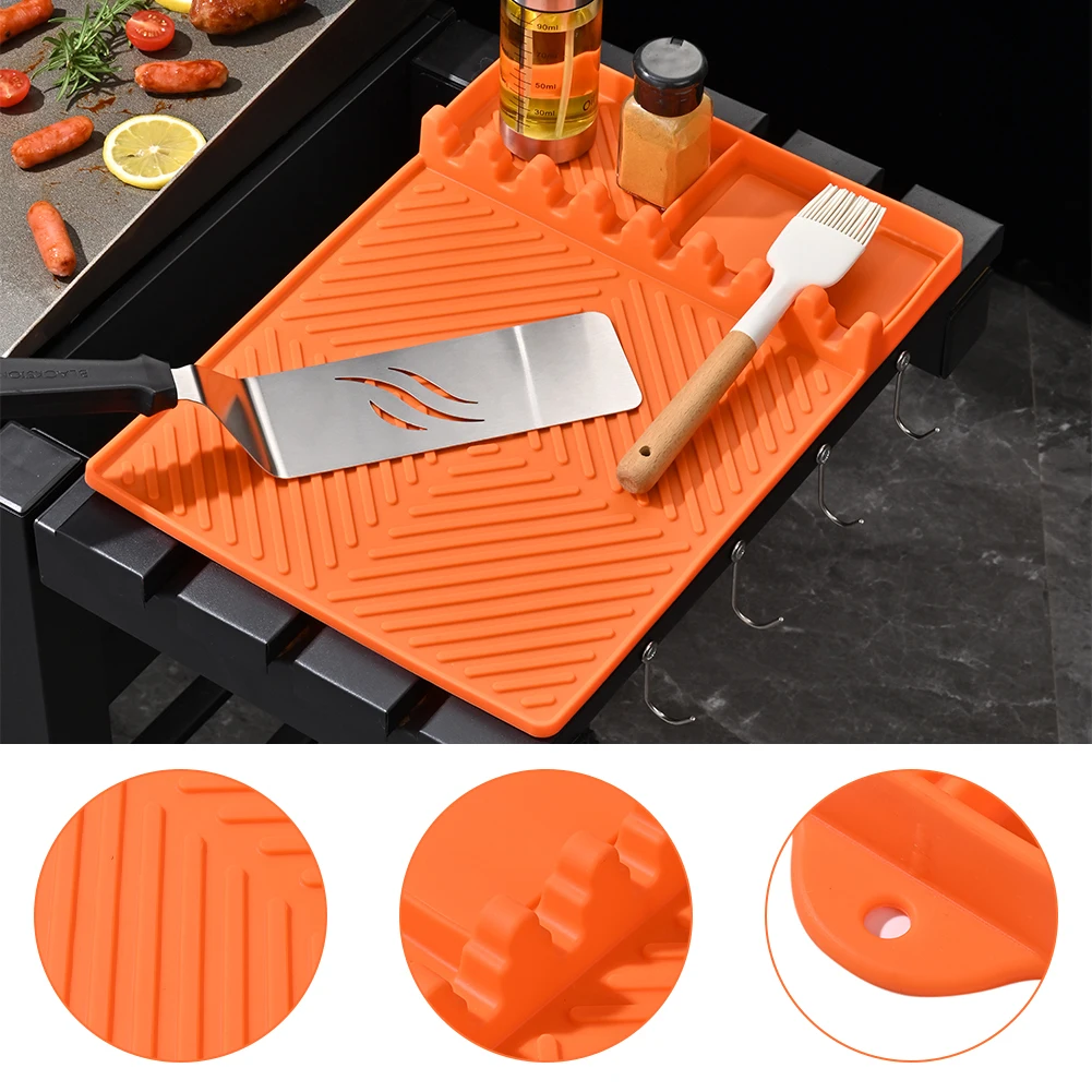 Heat Resistant Silicone Griddle Side Shelf Mat Large Silicone Spatula Mat With Drip Pad Dishwasher Safe Grill Utensil Holder
Heat Resistant Silicone Griddle Side Shelf Mat Large Silicone Spatula Mat With Drip Pad Dishwasher Safe Grill Utensil Holder
