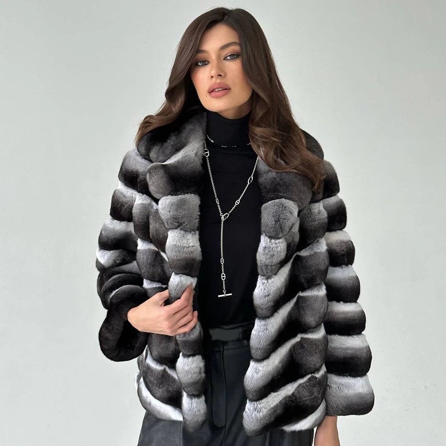 

Chinchilla Fur Coat Women Short Rabbit Fur Coat Women Real Furs Coats For Women Luxury Winter Jacket Woman 2024