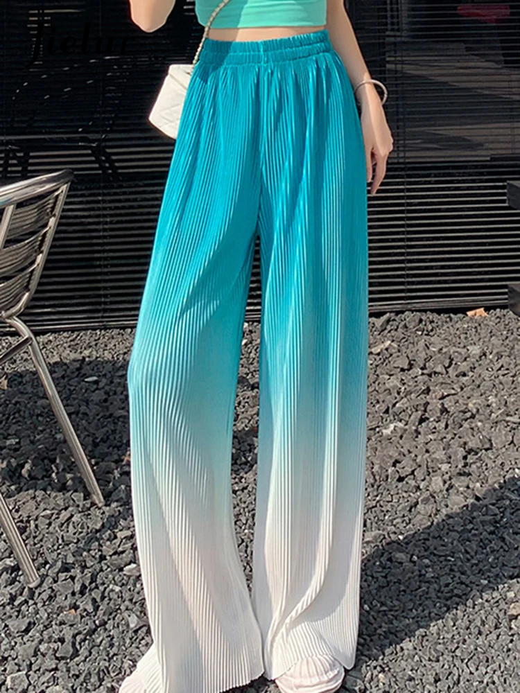 Jielur Gradient Blue High Waist Full Length Female Pants Casual Fashion Streetwear Loose Elastic Waist Women's Wide Leg Pants
Jielur Gradient Blue High Waist Full Length Female Pants Casual Fashion Streetwear Loose Elastic Waist Women's Wide Leg Pants