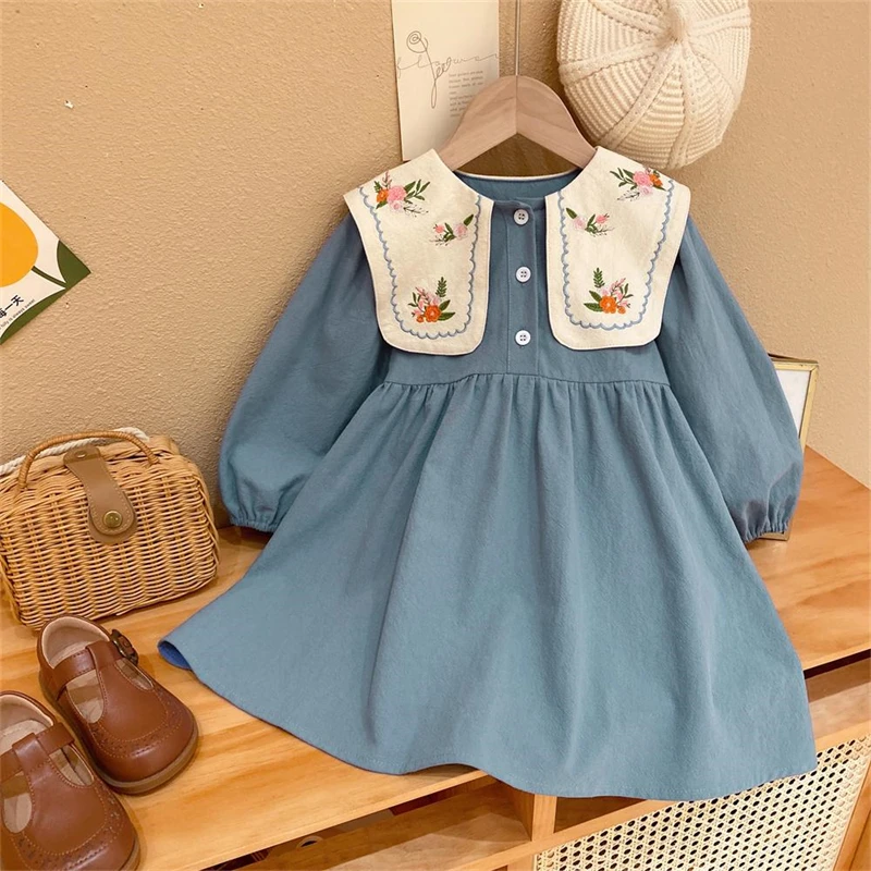 2023 New Spring Autumn Long Sleeve Lapel Casual Dress Embroidered Kid Clothes Girl Korean Style Children Dress
2023 New Spring Autumn Long Sleeve Lapel Casual Dress Embroidered Kid Clothes Girl Korean Style Children Dress
