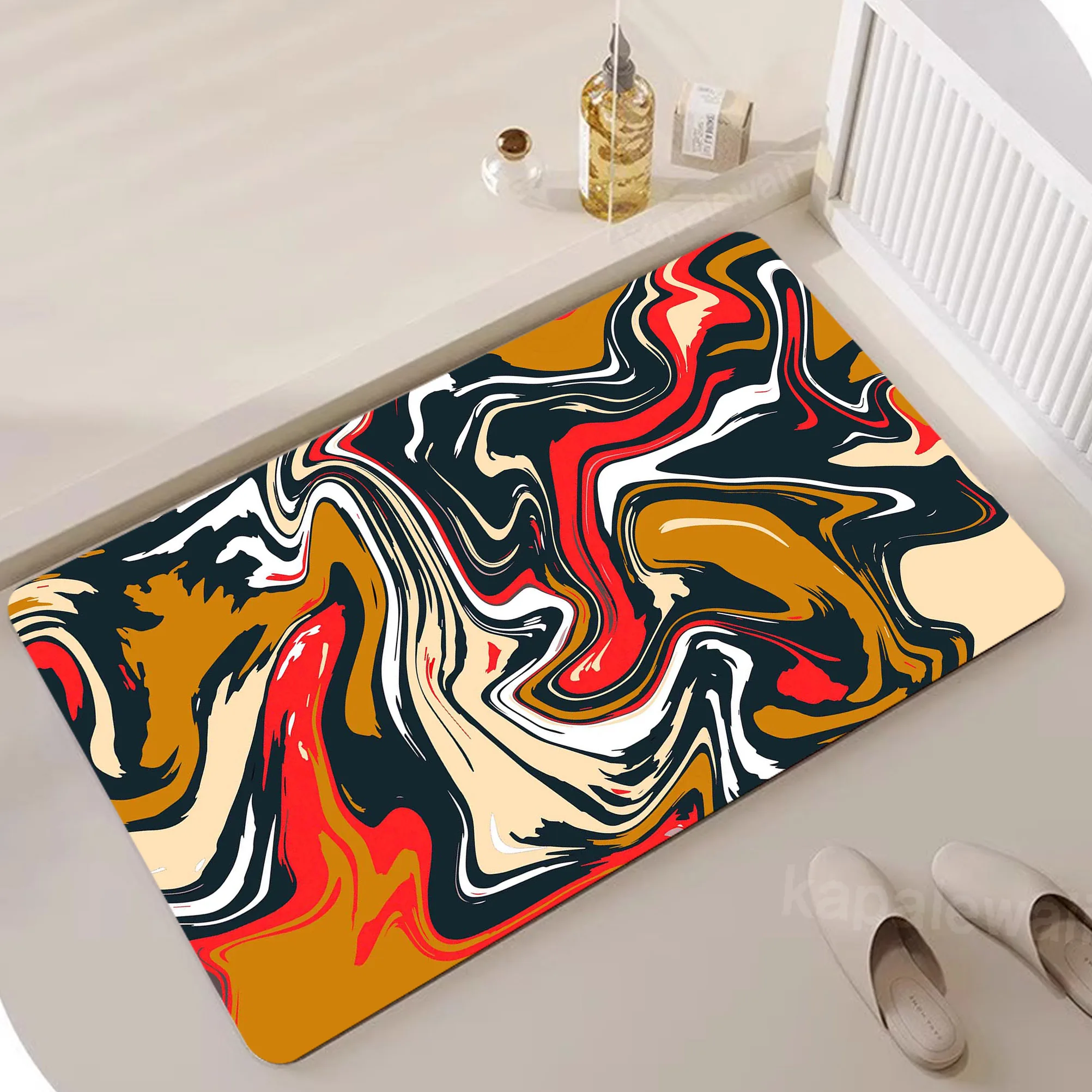 

Diatom Floor Strata Liquid Pattern Rug for Living Room Area Carpet Bathroom Mat Creative Doormat Bedroom Mat Home Decor Mat