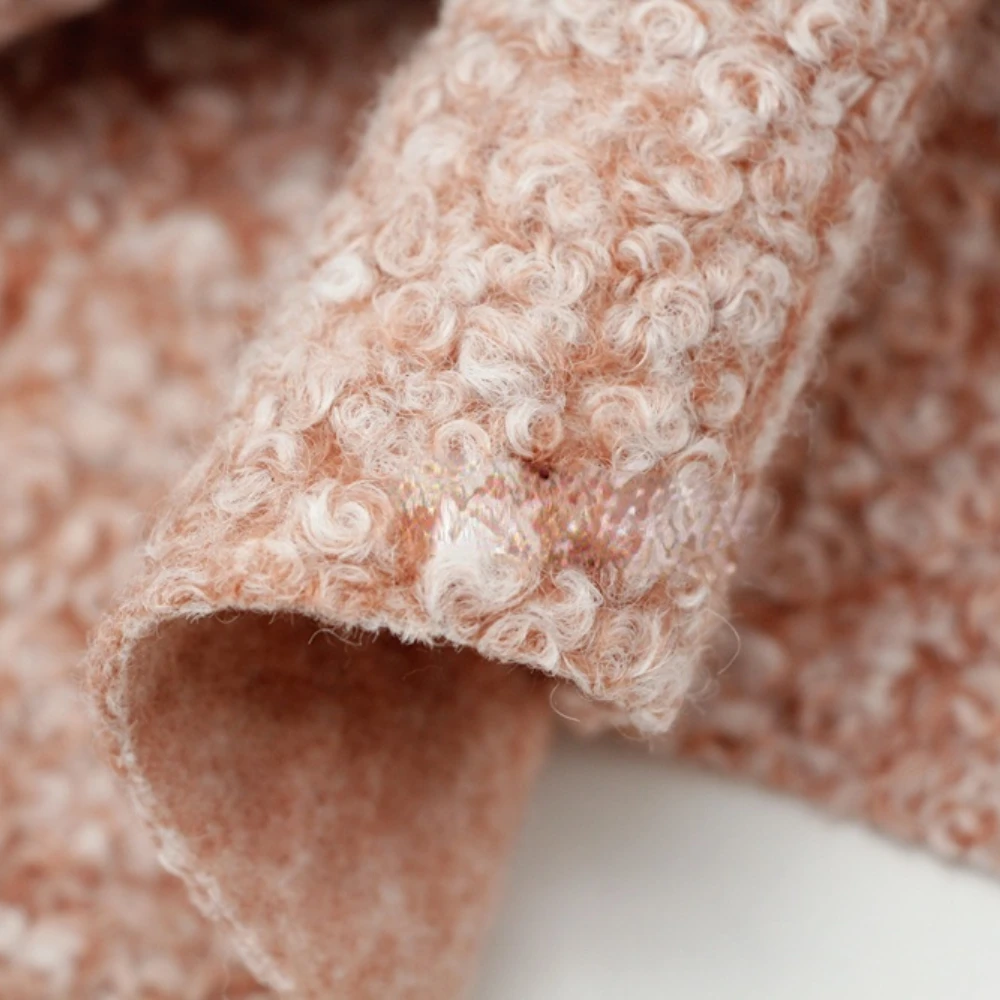 

Thick Delicate Pink Color White Mixed Color Three-Dimensional Circle Imitation Wool Fabric Coat Cloak DIY Fabric